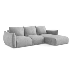 LaMiaSofa hoekbank rechts Savona – chenille stof – lichtgrijs – 242×16