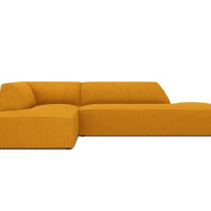 Micadoni linker hoekbank Ruby 4-zits, ribfluwelen, geel – 180x273x69cm Micadoni linker hoekbank Ruby 4-zits, ribfluwelen, geel – 180x273x69cm