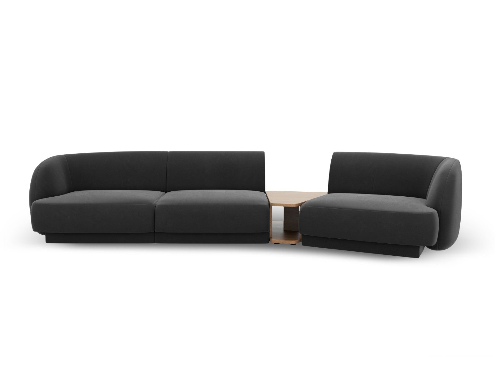 Micadoni Rechte modulaire bank Miley 3-zits, flueel, grijs - 126x303x7