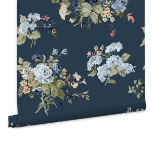 Laura Ashley Vliesbehang – Rosemore Midnight Seaspray – 10mx52cm Laura Ashley Vliesbehang – Rosemore Midnight Seaspray – 10mx52cm