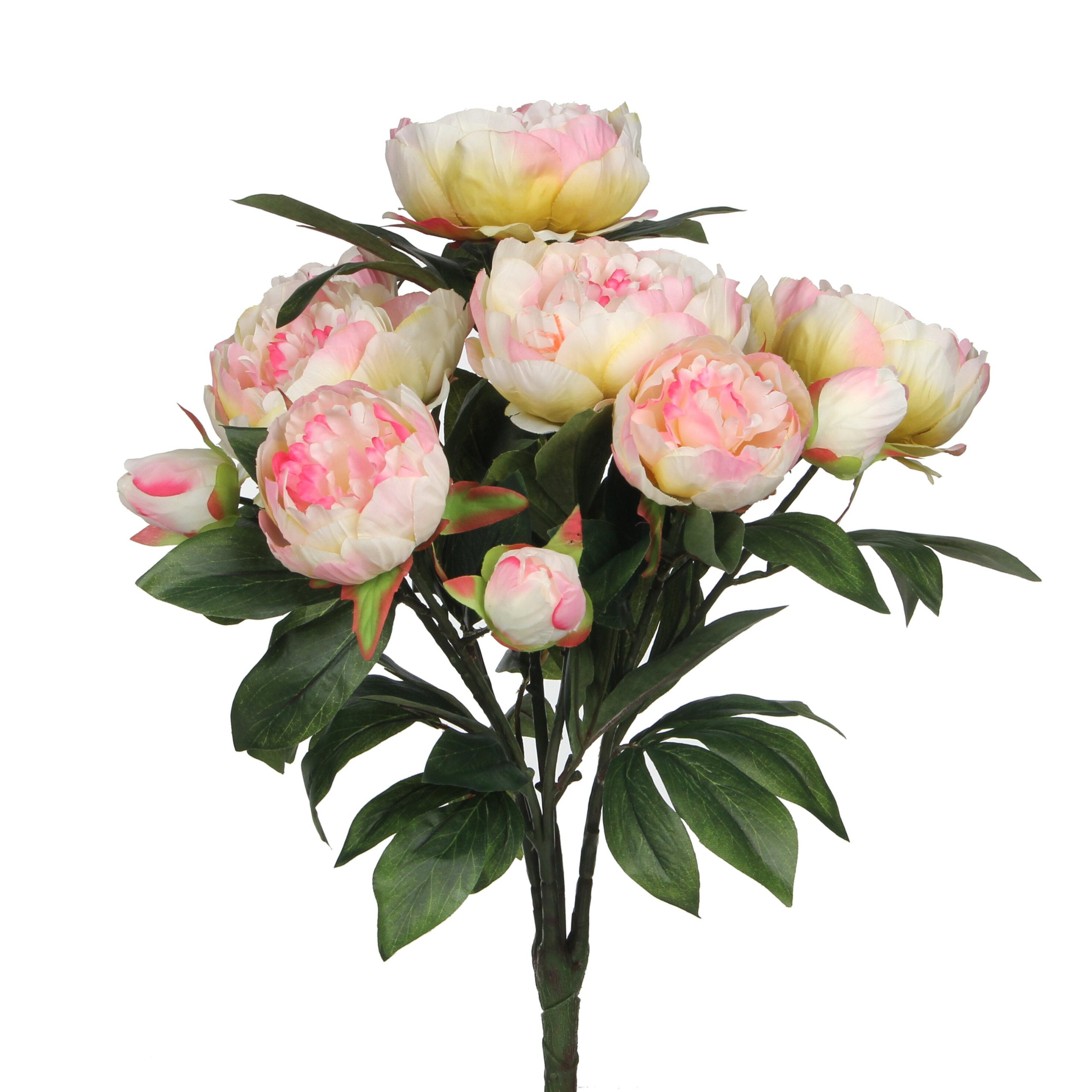 Mica Decorations Pioenroos Kunstbloemen Boeket - H55 x Ø40 cm - Lichtr