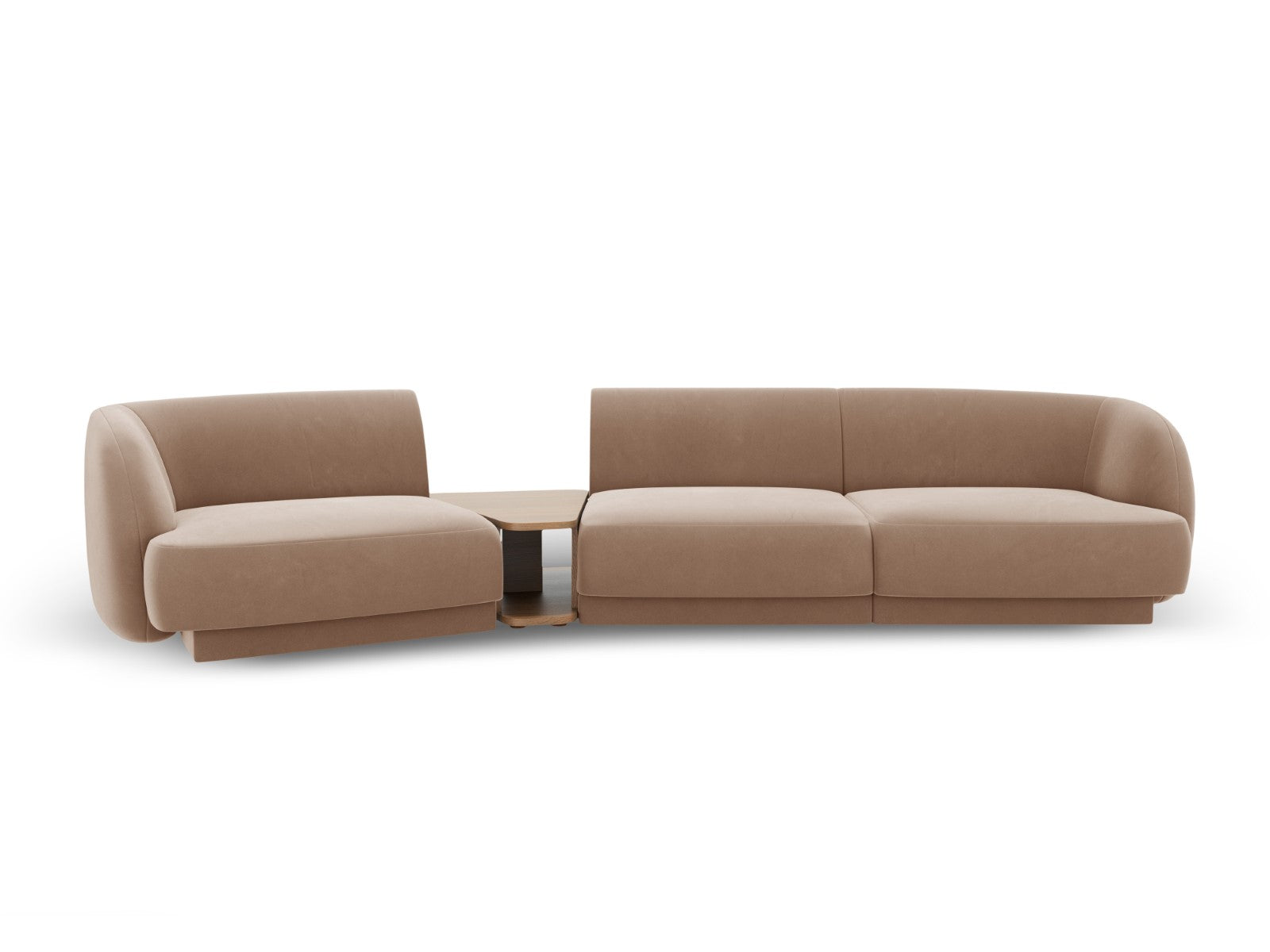 Micadoni linker modulaire bank Miley 3-zits, flueel, cappuccino - 126x