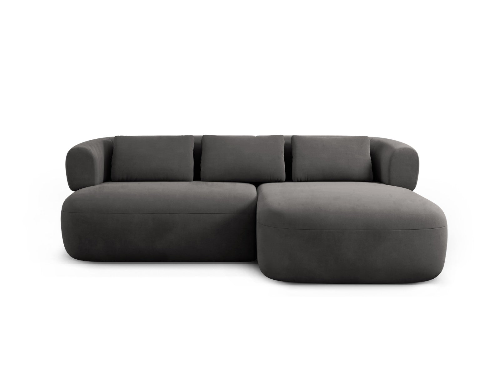 Micadoni rechter hoekbank Jenny 5-zits, flueel donkergrijs - 145x200x7