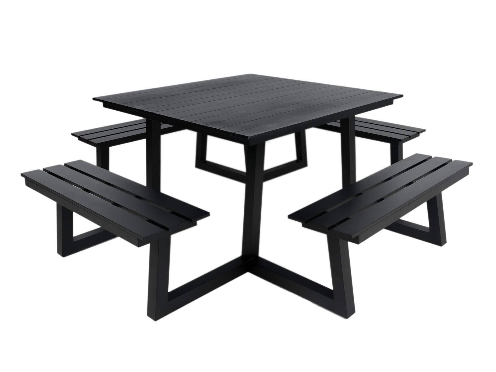 MaximaVida vierkante aluminium picknicktafel Dex 215 cm zwart - open i