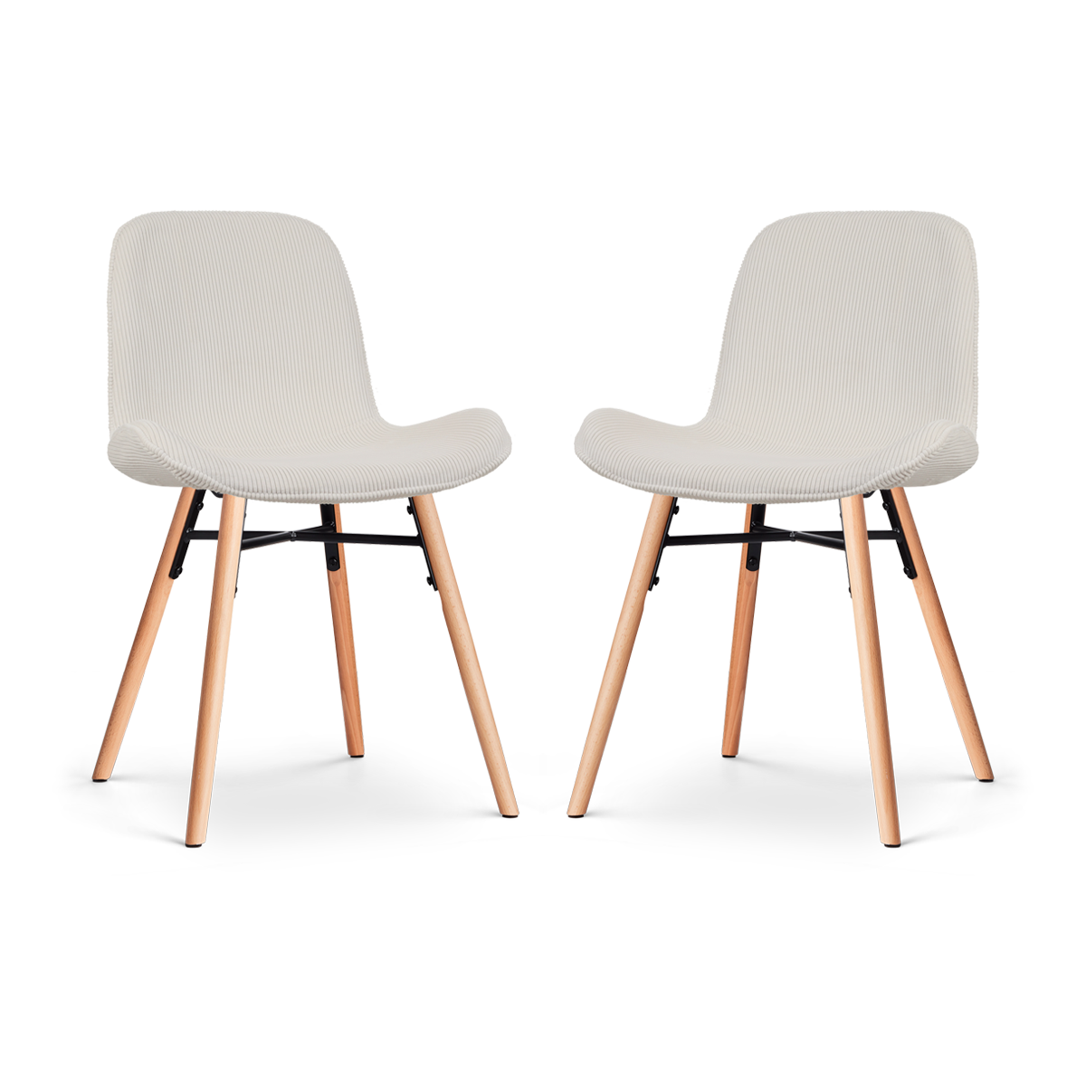 Nolon Nena-Fé Eetkamerstoelen Set van 2 - Ribstof Crème - Hout