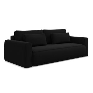 LaMiaSofa 3-zits slaapbank Perugia – velours – zwart – 238x105x82