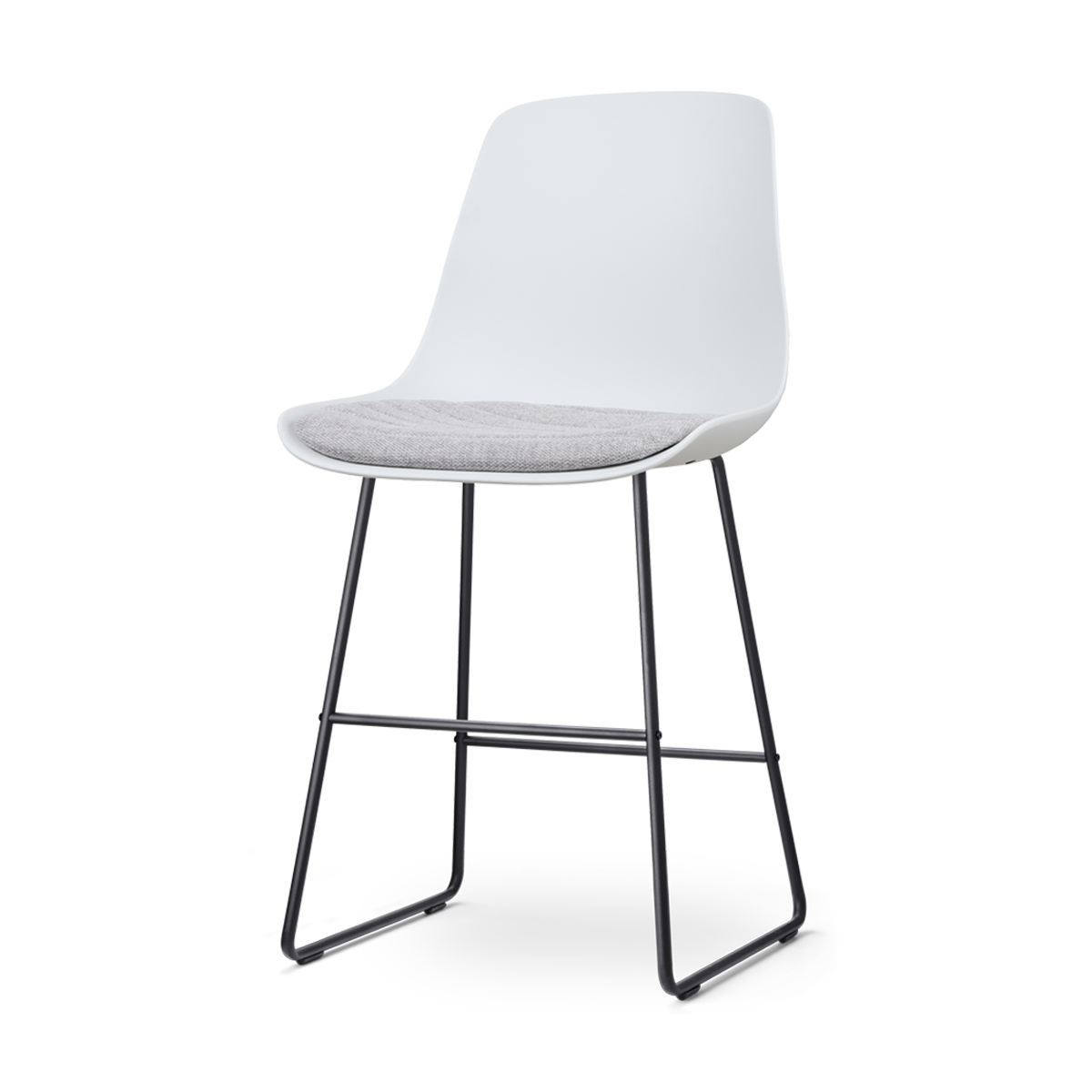 Nolon Nino-Liv Barkruk Wit - Lichtgrijs Kussen - Zwart Frame - 65cm