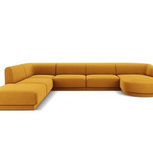 Micadoni Panoramische hoekbank links Miley 6-zits, flueel, geel – 255x Micadoni Panoramische hoekbank links Miley 6-zits, flueel, geel – 255x