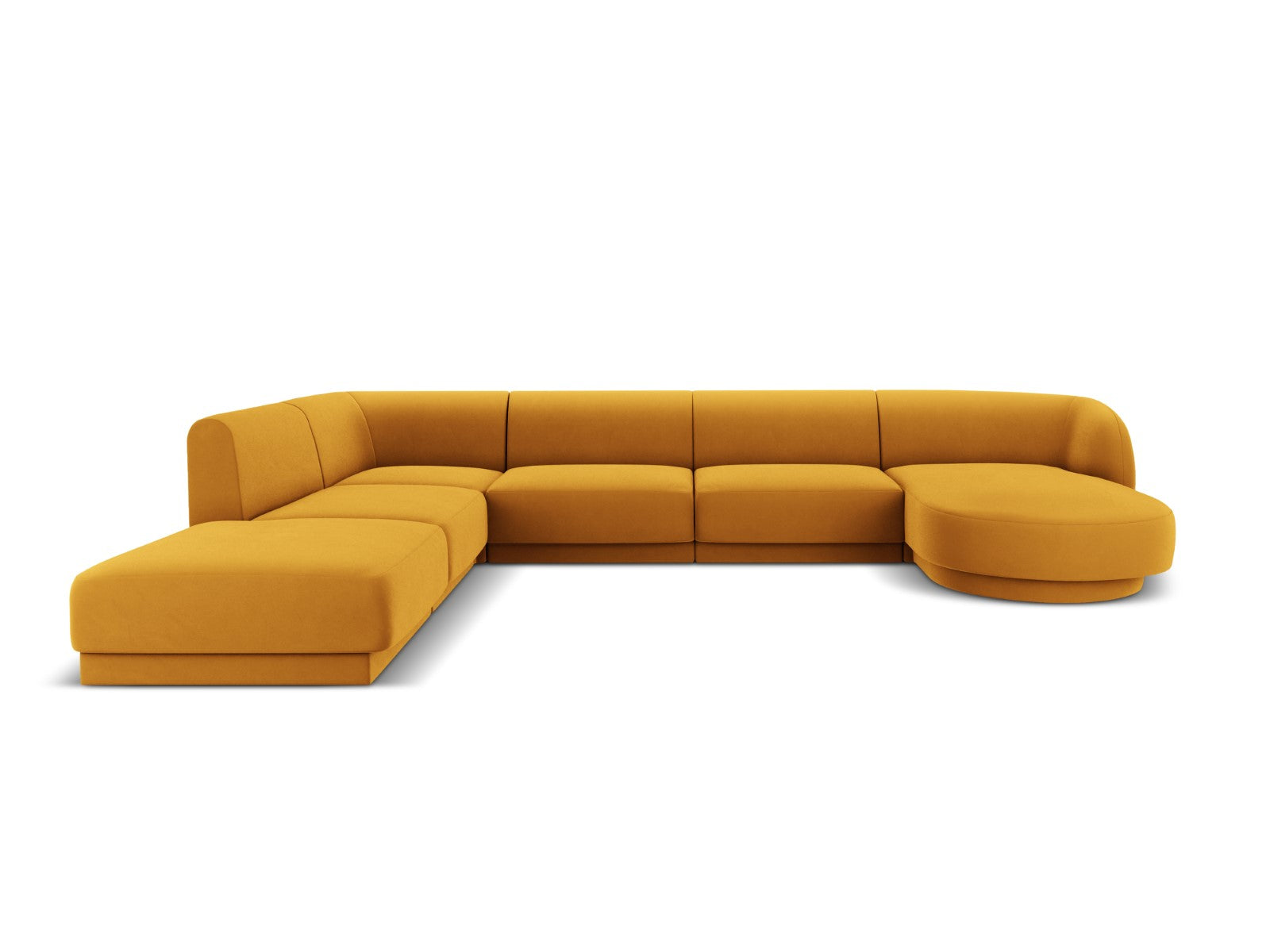 Micadoni Panoramische hoekbank links Miley 6-zits, flueel, geel - 255x