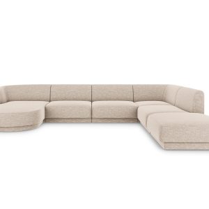 Micadoni Panoramische hoekbank rechts Miley 6-zits, chenille, beige – Micadoni Panoramische hoekbank rechts Miley 6-zits, chenille, beige –