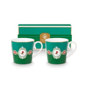 Pip Studio Mokken – Love Birds Medallion – Donkergroen – 300ml – Set v