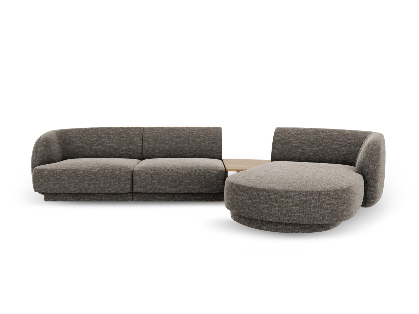 Micadoni Rechte modulaire bank Miley 3-zits, chenille, grijs - 178x303
