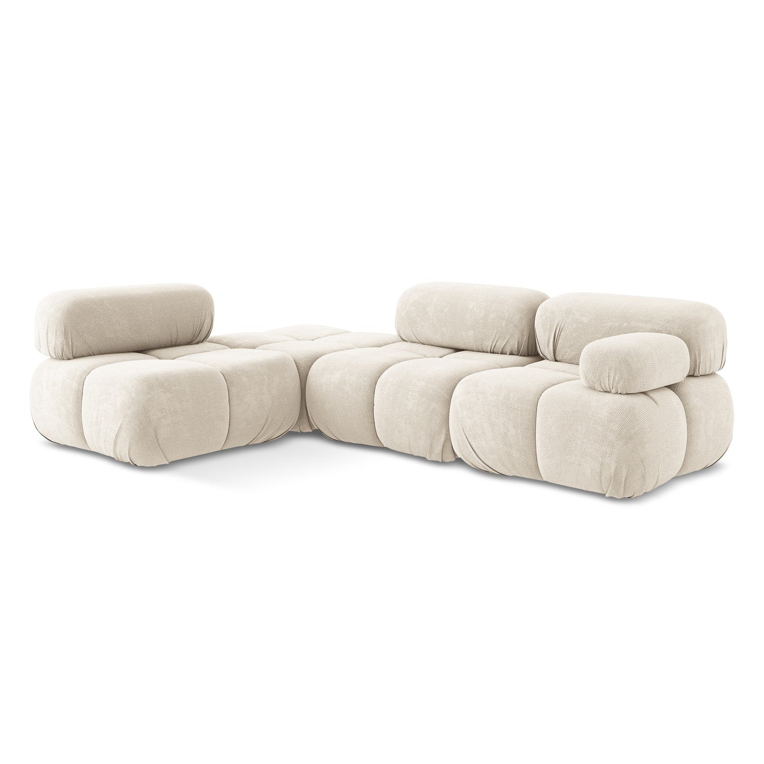 LaMiaSofa hoekbank links Sanremo - chenille stof - lichtbeige - 285x19