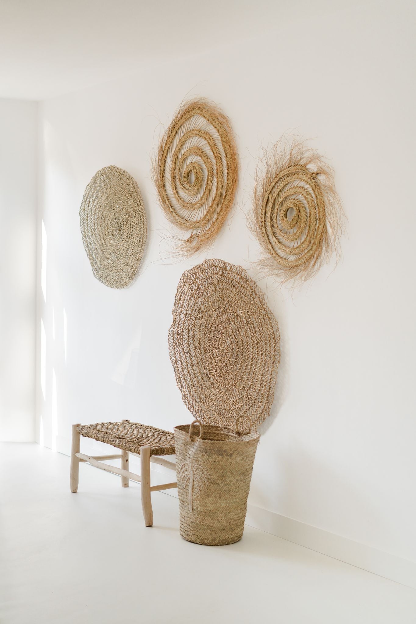 NOA MAY Wanddecoratie Medina - naturel - zeegras - Ø 65 x h3 cm