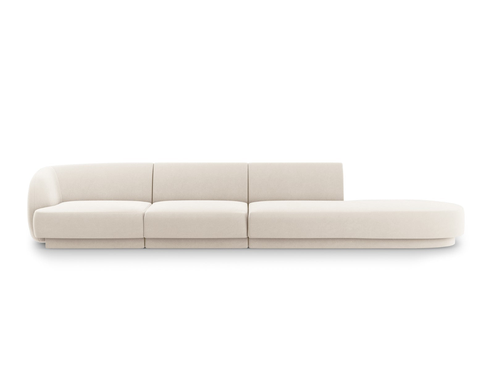 Micadoni Rechte bank Miley 4-zits, flueel, lichtbeige - 90x323x70cm