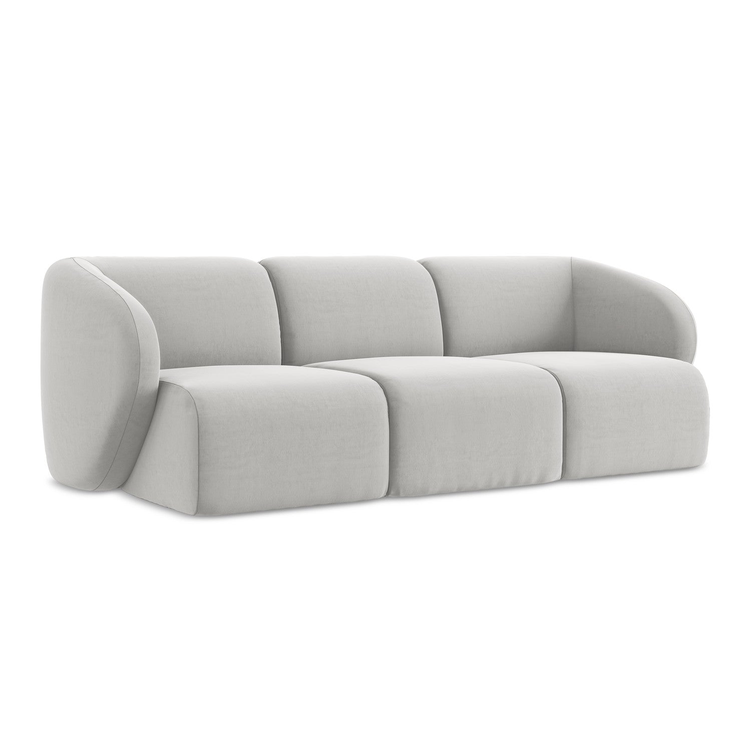 LaMiaSofa 3-zits bank Cervo - velours - zilver - 244x94x75