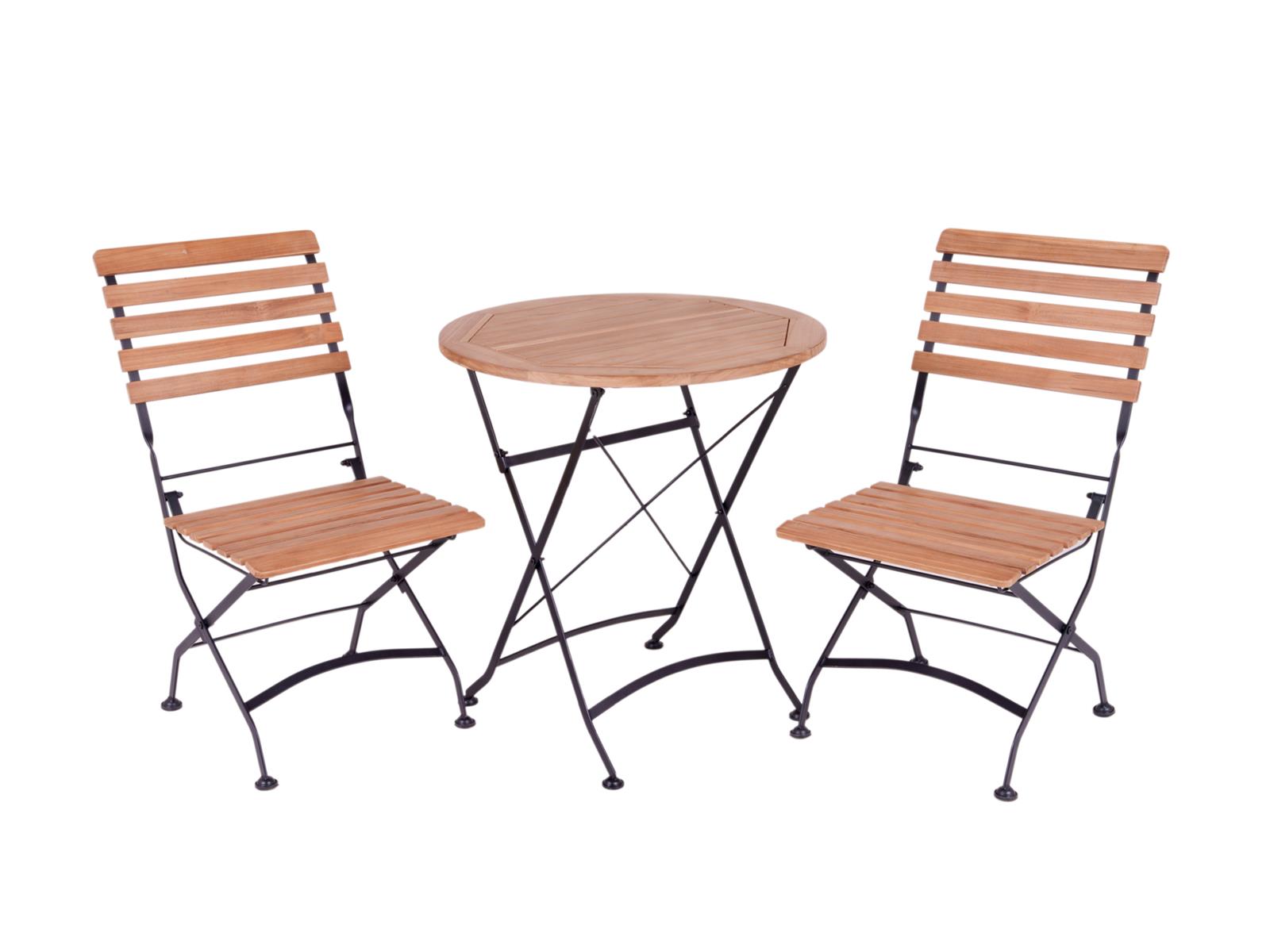 MaximaVida inklapbare ronde acacia bistroset Toscana 70 cm zwart - sto