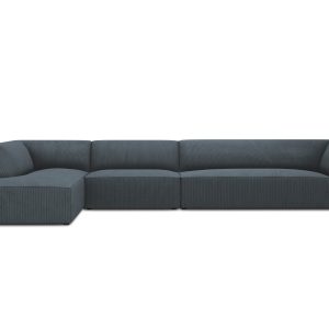 Micadoni linker hoekbank Ruby 5-zits, ribfluwelen, blauw – 180x366x69c Micadoni linker hoekbank Ruby 5-zits, ribfluwelen, blauw – 180x366x69c