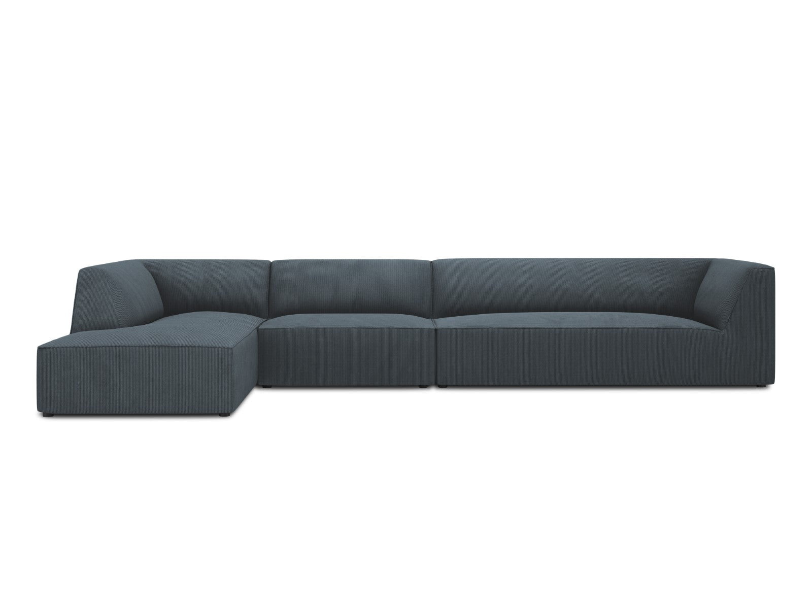 Micadoni linker hoekbank Ruby 5-zits, ribfluwelen, blauw - 180x366x69c