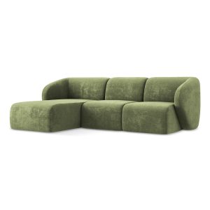 LaMiaSofa hoekbank links Cervo – chenille stof – groente – 248x166x93