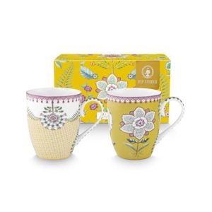 Pip Studio Mokken – Lily&Lotus – Geel – 365ml – Set van 2 Pip Studio Mokken – Lily&Lotus – Geel – 365ml – Set van 2