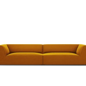 Micadoni Bank Ruby 4-zits, flueel, geel – 93x302x69cm Micadoni Bank Ruby 4-zits, flueel, geel – 93x302x69cm