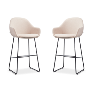 Nolon Nino-Mae Barkrukken Set van 2 – Beige – Zwart – 75 cm