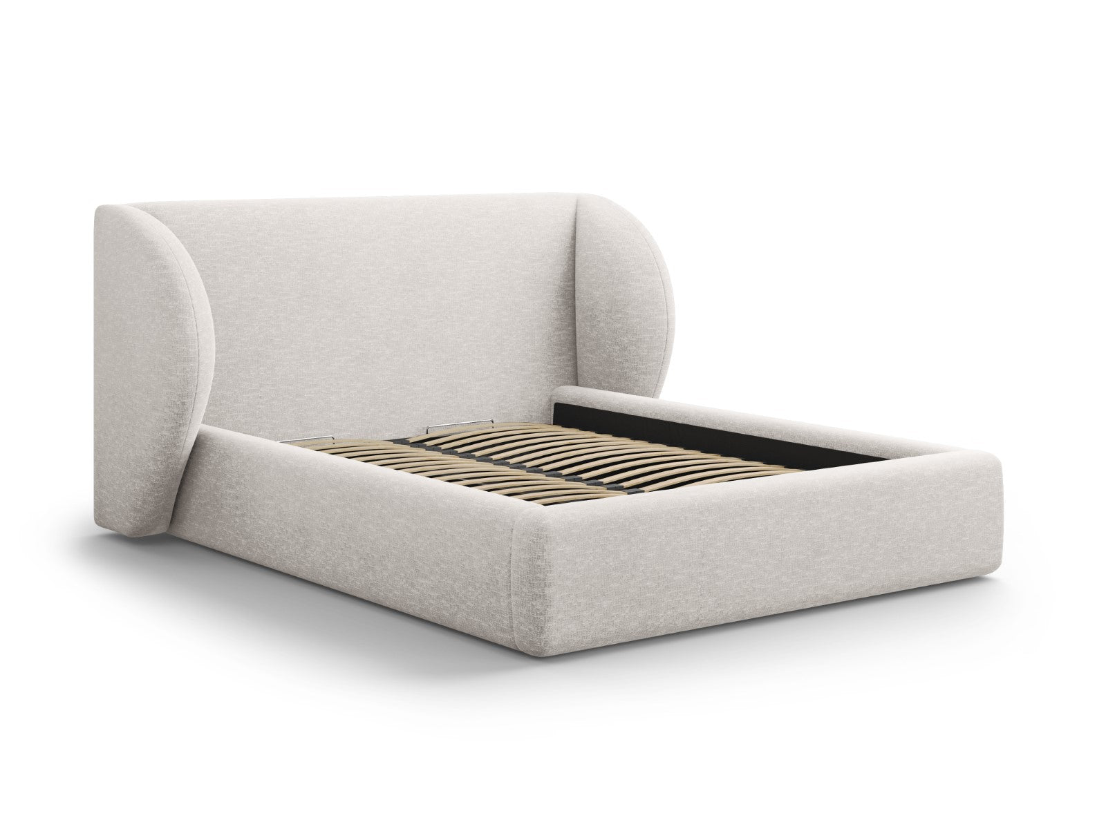 Micadoni Opbergbed met hoofdeinde Miley 160x200cm, chenille, lichtgrij
