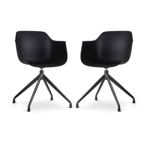 Nolon Nola-Puk Draaibare Eetkamerstoelen Zwart – Zwart Onderstel – 2x Nolon Nola-Puk Draaibare Eetkamerstoelen Zwart – Zwart Onderstel – 2x