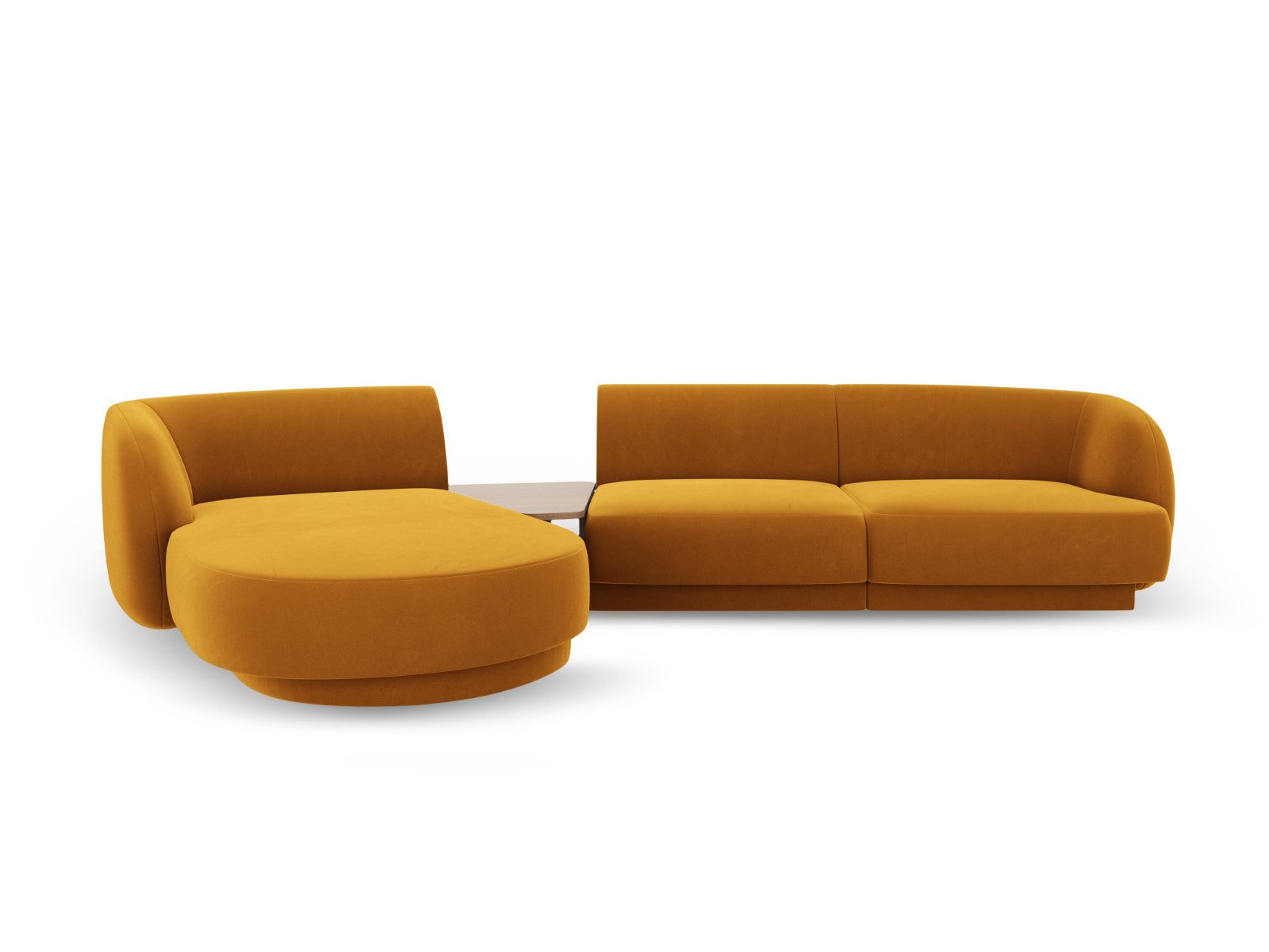 Micadoni linker modulaire bank Miley 3-zits, flueel, geel - 178x303x70