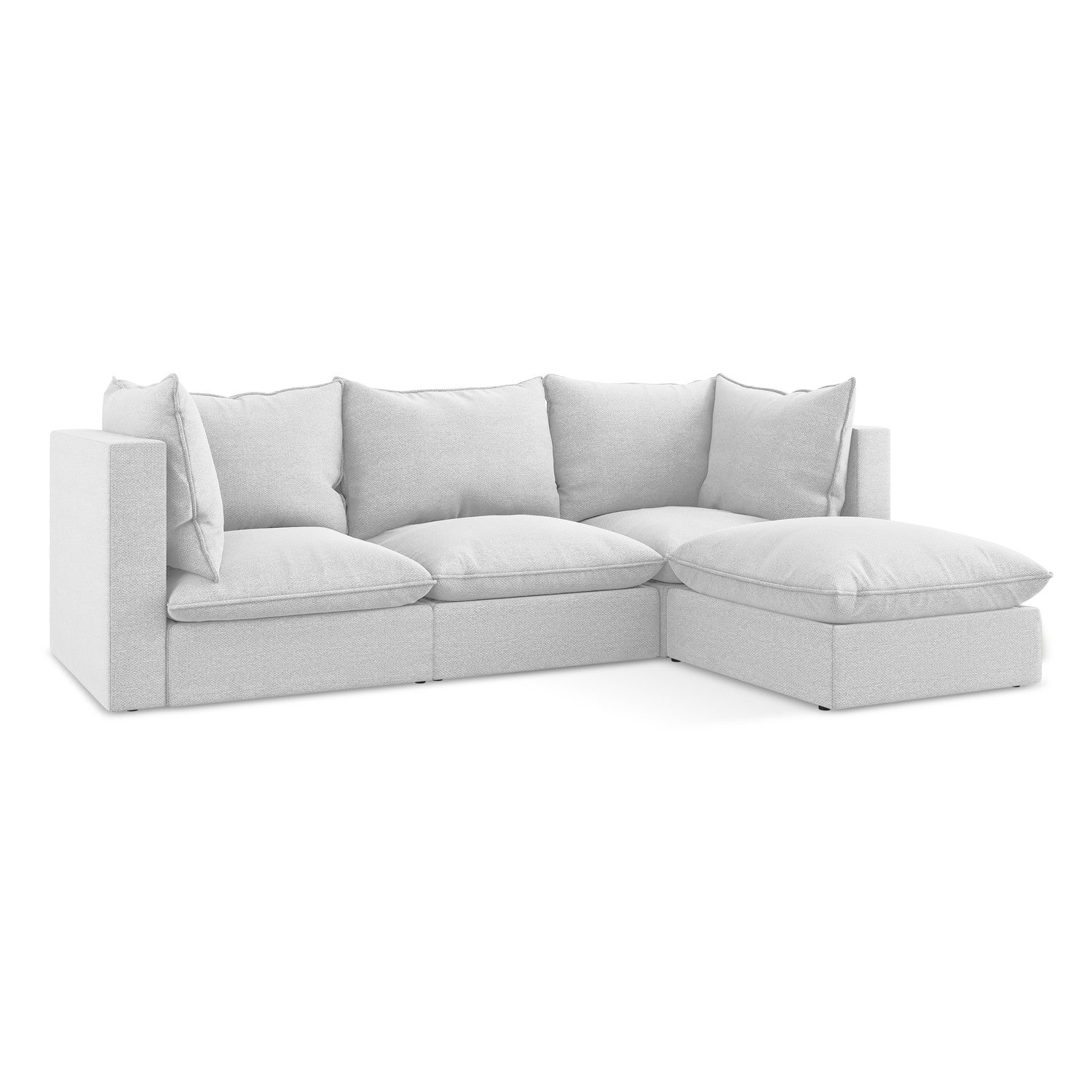LaMiaSofa hoekbank rechts Ravenna - bouclé - zilver - 255x165x77