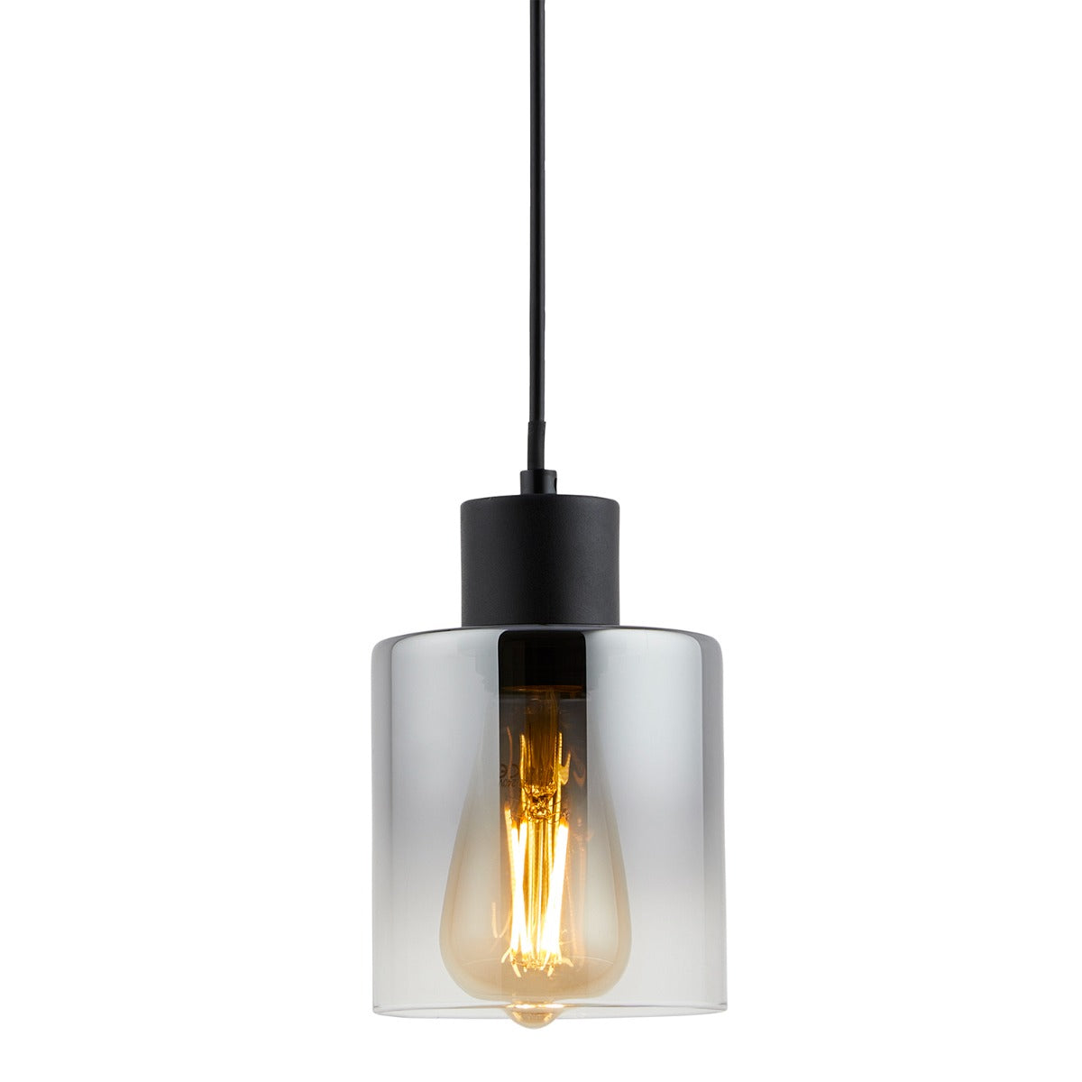 Lighto | Art deco hanglamp zwart met smoke glas | Milo
