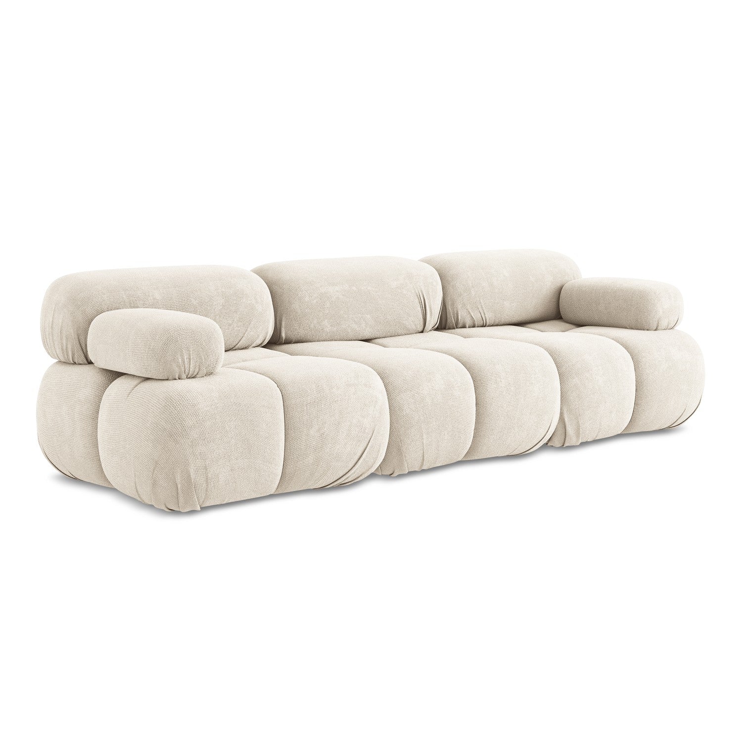 LaMiaSofa 3-zits bank Sanremo - chenille stof - lichtbeige - 285x96x70