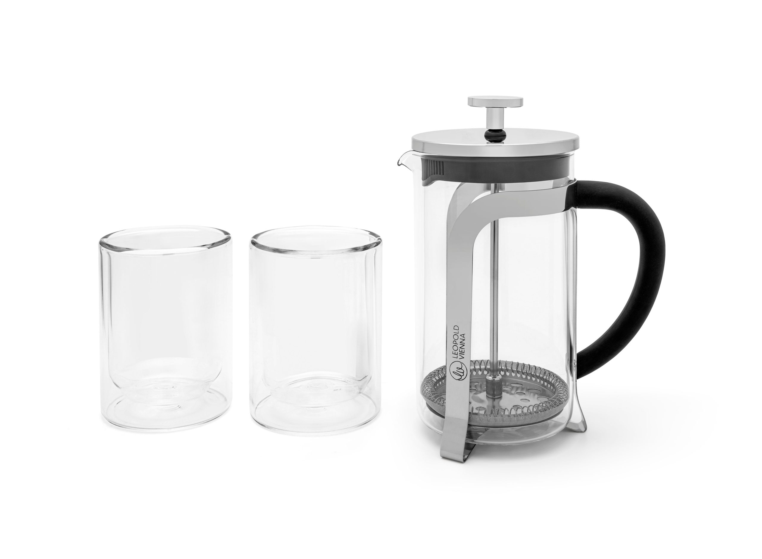 Leopold Vienna - Koffiemaker Shiny - 600ml - Met 2 dubbelwandige glaze