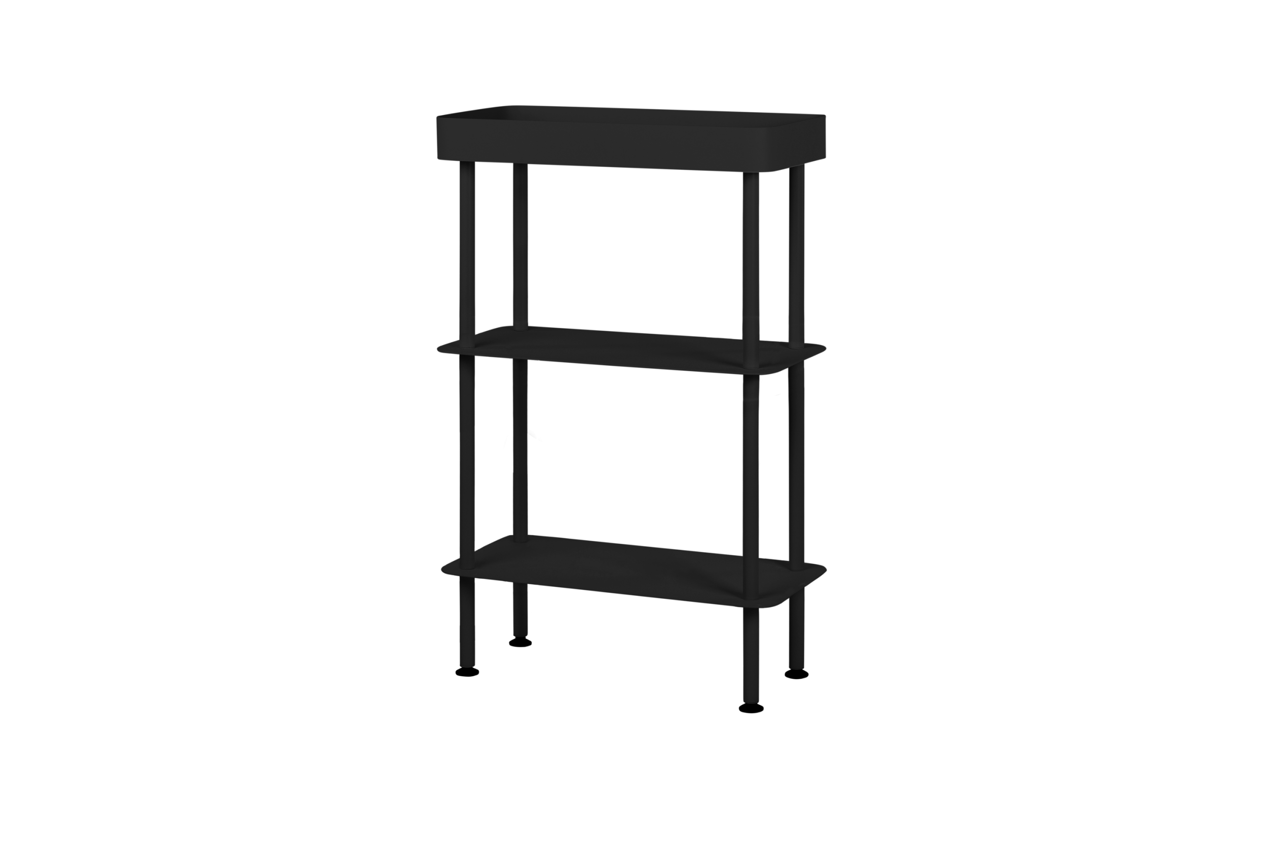 noo.ma Nolle Console 3-tier - compacte metalen sidetable, Vulcano Blac