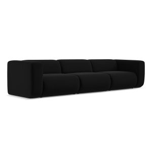 LaMiaSofa 4-zits bank Bari – velours – zwart – 319x89x70
