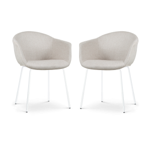 Nolon Nora-Otis Eetkamerstoelen Set van 2 – Beige – Witte Poten Nolon Nora-Otis Eetkamerstoelen Set van 2 – Beige – Witte Poten