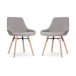 Nolon Nena-Isa Eetkamerstoelen Set van 2 – Bouclé Taupe – Houten Poten Nolon Nena-Isa Eetkamerstoelen Set van 2 – Bouclé Taupe – Houten Poten