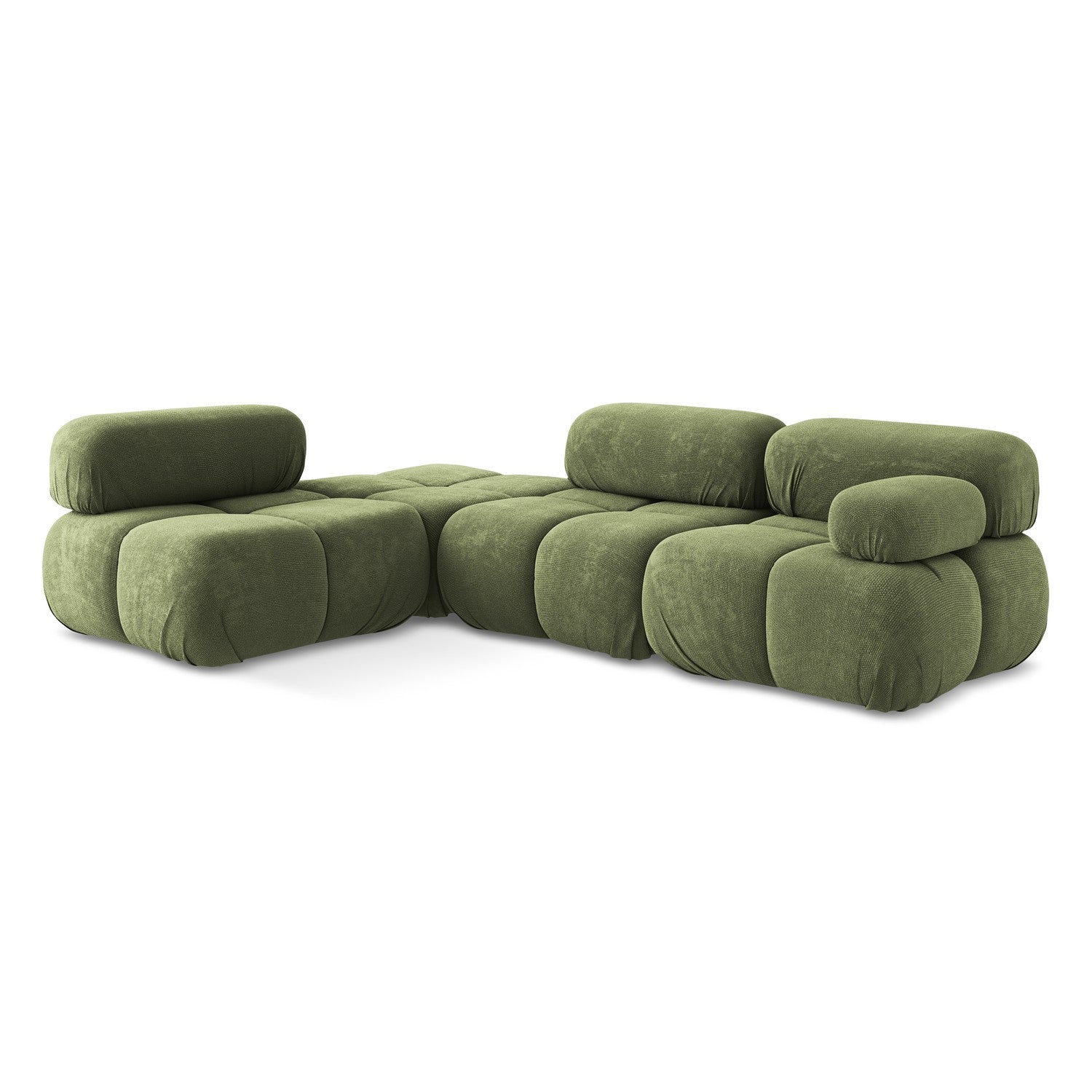 LaMiaSofa hoekbank links Sanremo - chenille stof - groente - 285x190x7