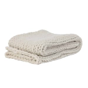 Light & Living deken Knitted – wit – 152x127x0.5cm Light & Living deken Knitted – wit – 152x127x0.5cm