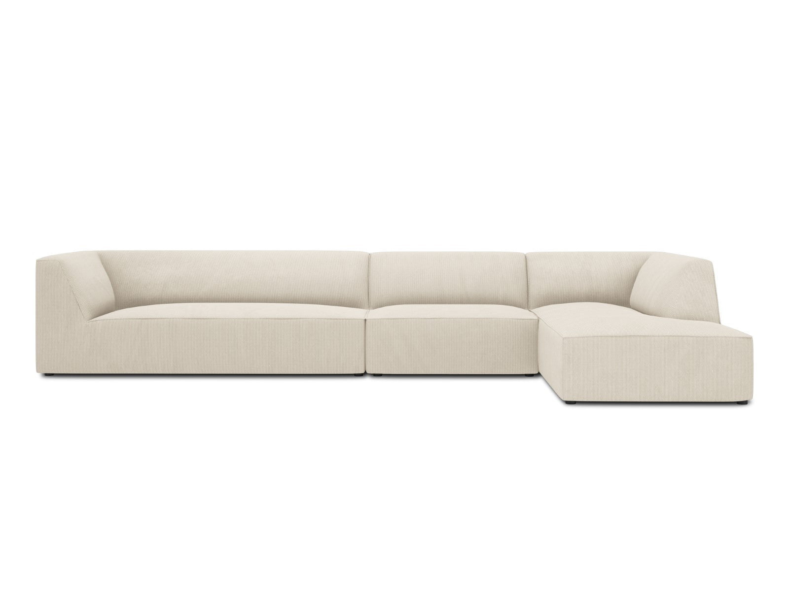 Micadoni rechter hoekbank Ruby 5-zits, ribfluwelen, lichtbeige - 180x3