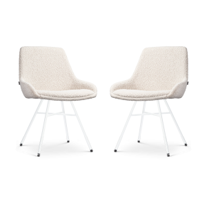 Nolon Noa-Isa Eetkamerstoelen Set van 2 – Bouclé Beige – Wit Nolon Noa-Isa Eetkamerstoelen Set van 2 – Bouclé Beige – Wit