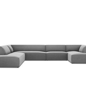 Micadoni Panoramische hoekbank links Ruby 7-zits, flueel, grijs – 273x Micadoni Panoramische hoekbank links Ruby 7-zits, flueel, grijs – 273x