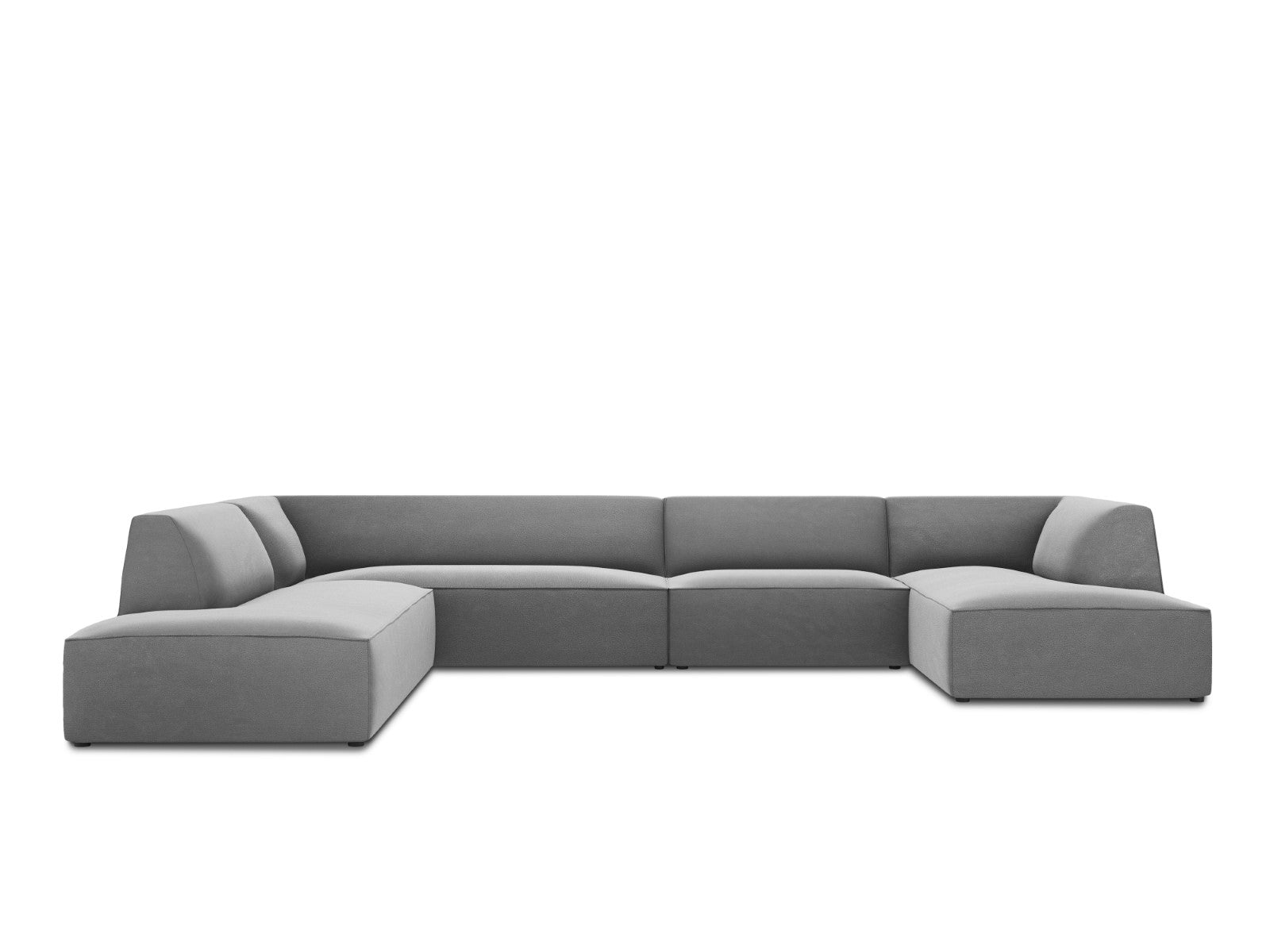 Micadoni Panoramische hoekbank links Ruby 7-zits, flueel, grijs - 273x