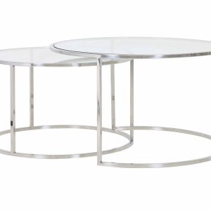Light & Living salontafel DUARTE – Ø75x44cm – zilver – Set van 2 Light & Living salontafel DUARTE – Ø75x44cm – zilver – Set van 2
