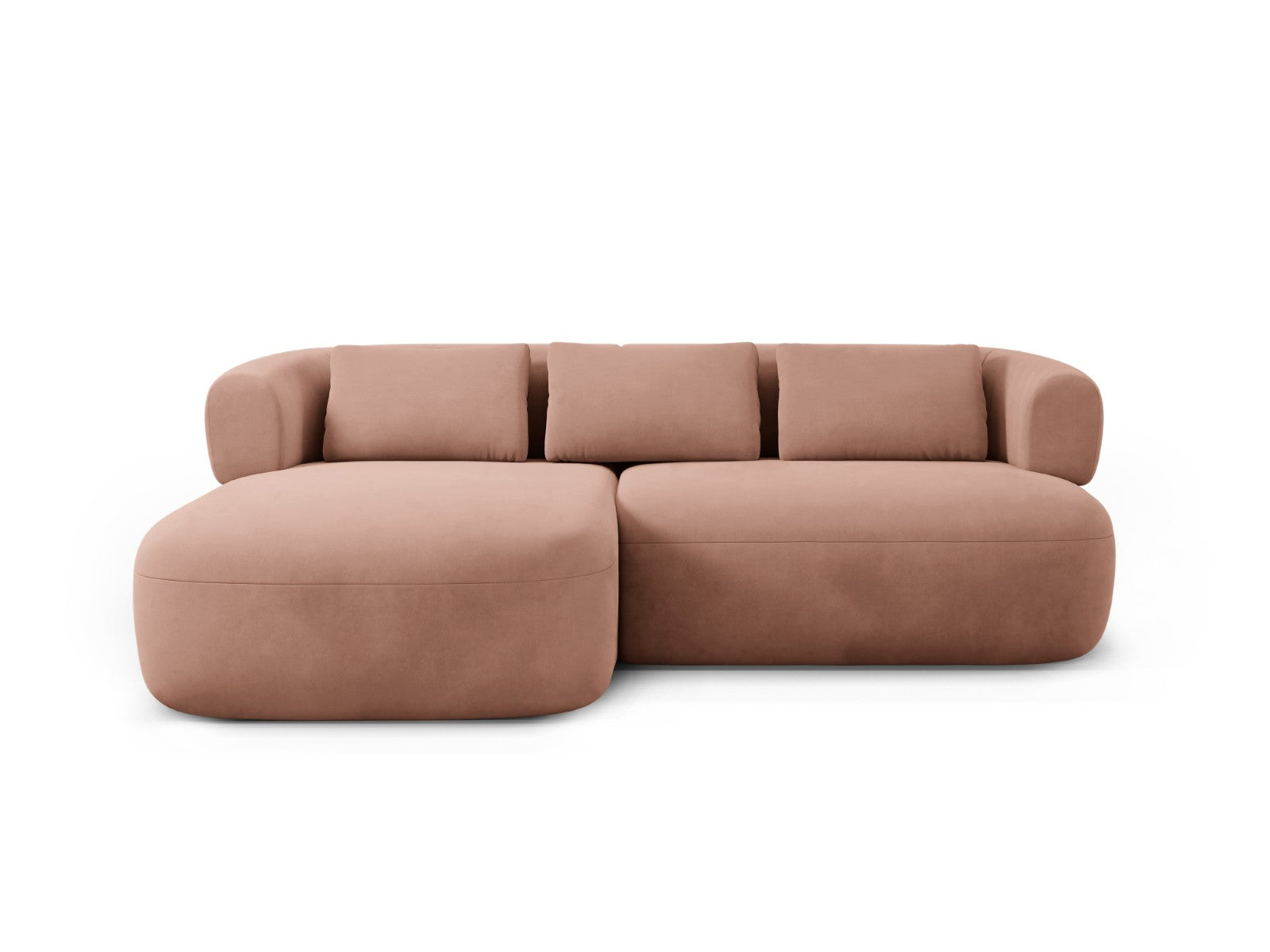Micadoni linker hoekbank Jenny 5-zits, flueel terracotta - 145x200x73c