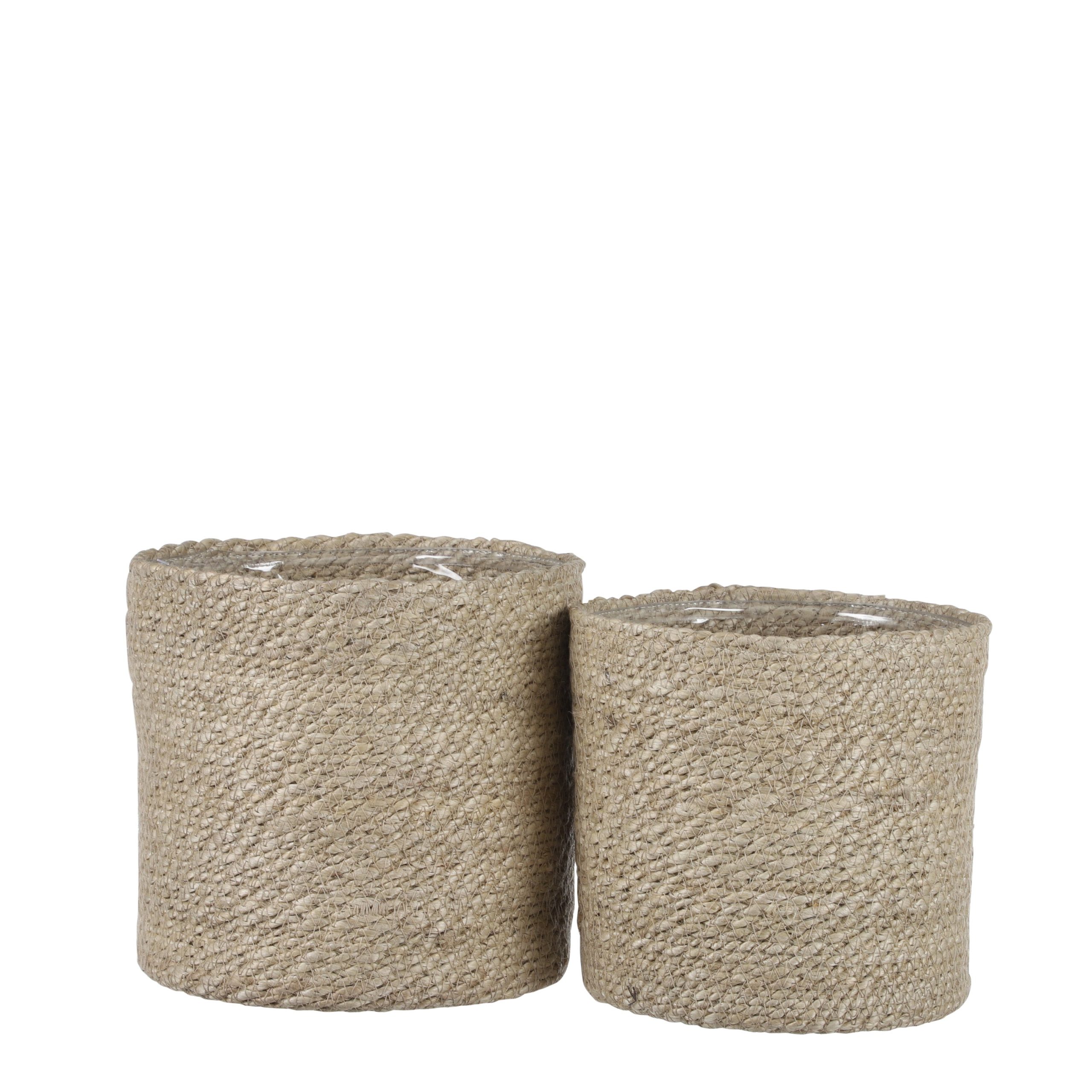 Mica Decorations Atlantic Plantenmand - Set van 2 - H20 x Ø20 cm - Jut
