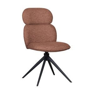 LABEL51 Eetkamerstoel Finn – Oranje Bouclé – Draaibaar – Set van 2