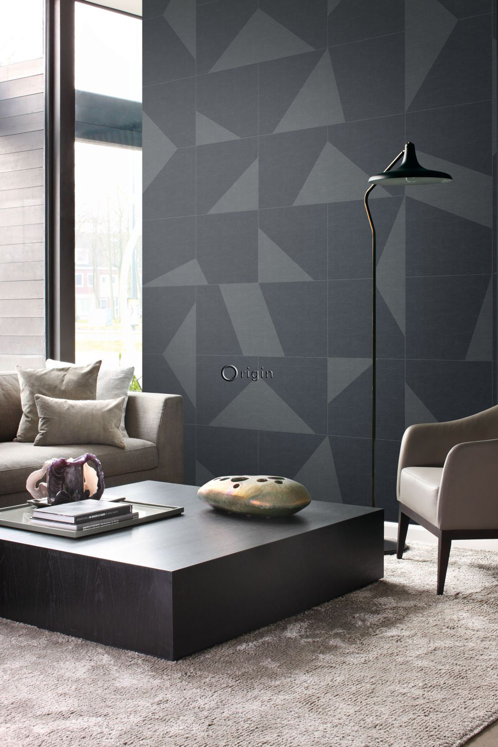 Origin Wallcoverings fotobehang grafisch motief donkergrijs - 200 x 30