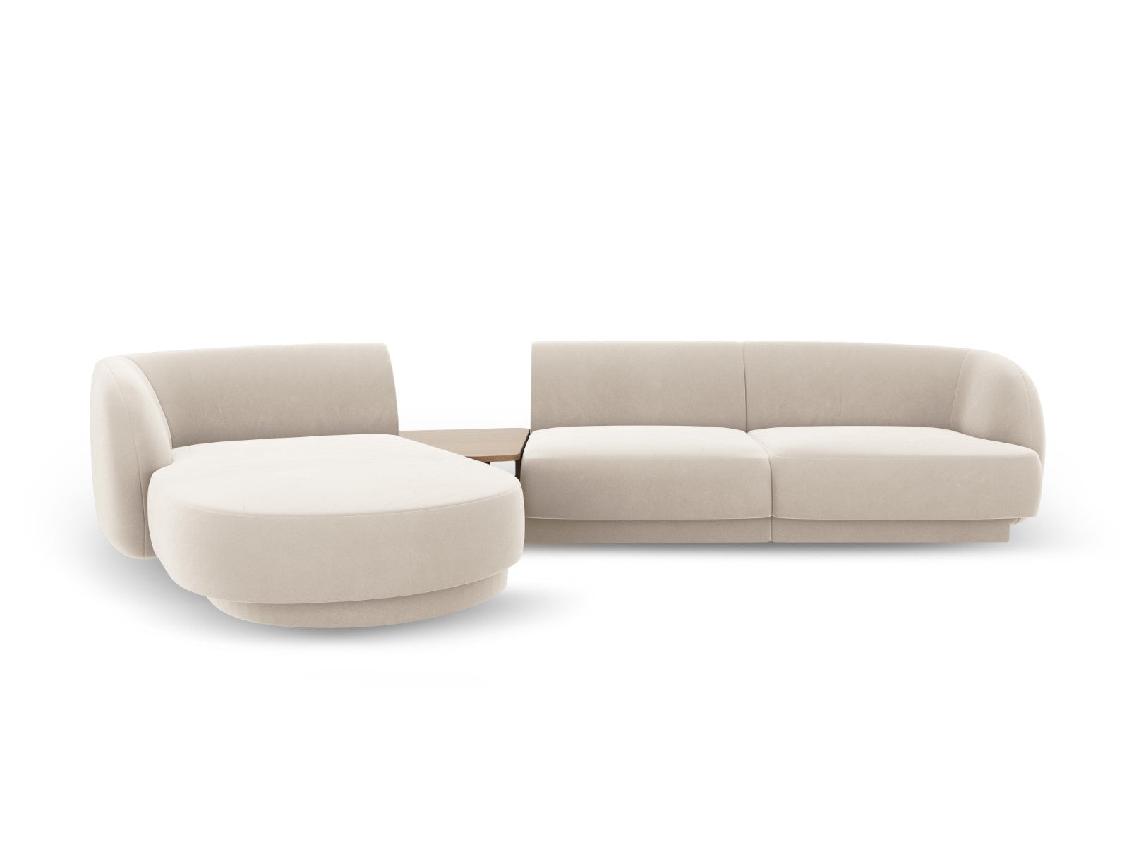 Micadoni linker modulaire bank Miley 3-zits, flueel, lichtbeige - 178x
